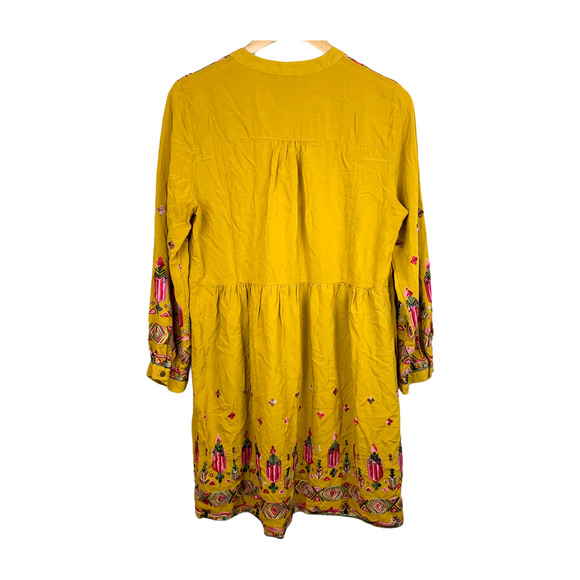 Anthropologie Floreat Raella Mustard Tunic Dress L - Picture 3 of 12